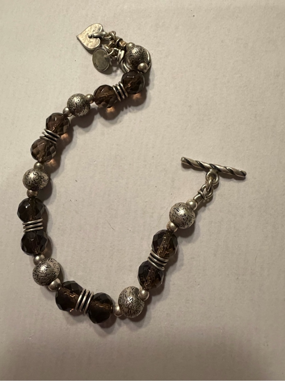 Silpada Smoky Crystal and Silver Bead Toggle Bracelet - Women Jewelry